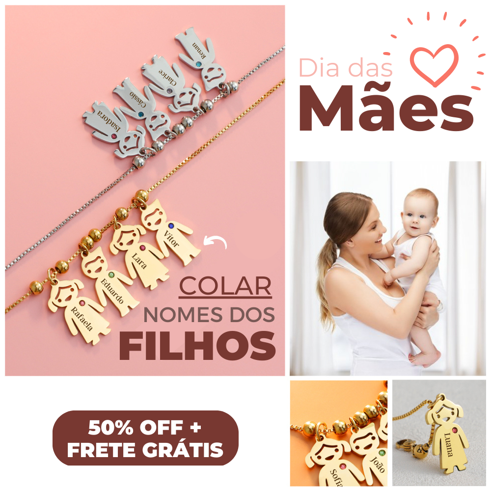 Colar Amor de Mãe - Personalizavel - Presente Perfeito [ATÉ 4 PINGENTES]