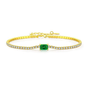 Pulseira Dourada com Zircônia Verde