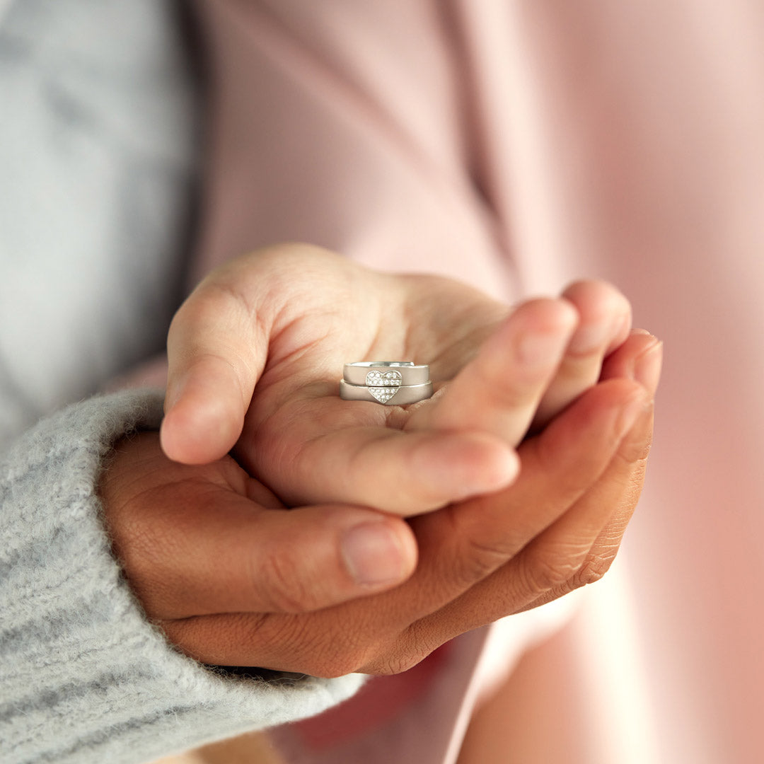 His Crazy/Her Weirdo Heart Couple Ring Set