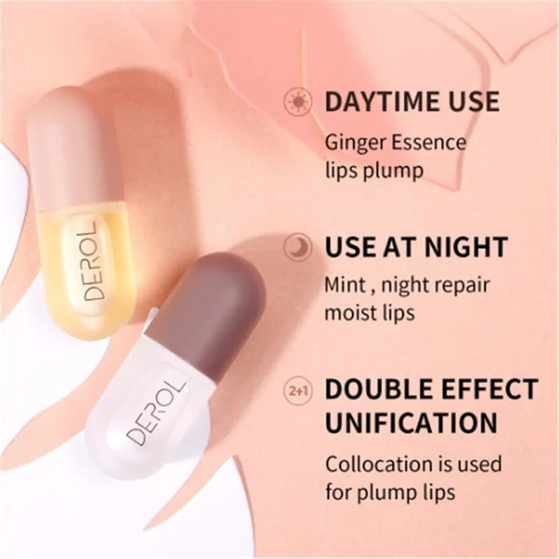 5.5ml dia noite lábios realçador soro lábio plumper hidratante óleo labial cuidados com os lábios nutritivos anti-secagem lábio óleo plumper