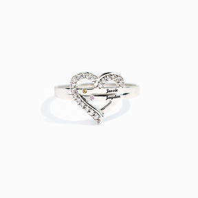 Names&Birthstones Heart Ring