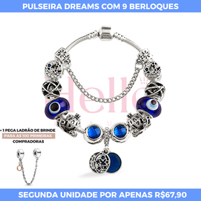 Pulseira  Dreams + 9 Berloques + Pega Ladrão