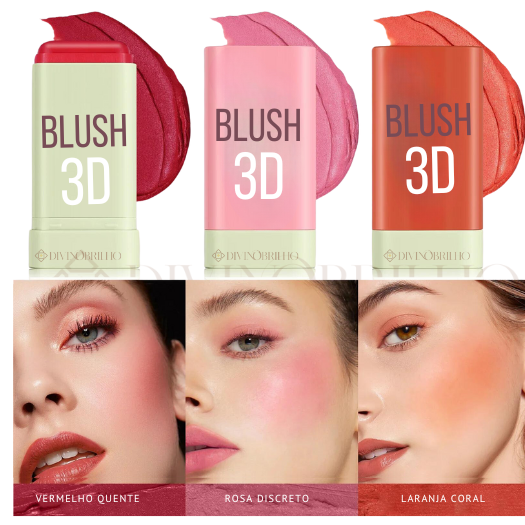 Blush 3D - 3 em 1  (SOMBRA - BLUSH - BATOM) - LANÇAMENTO - ÚLTIMA SEMANA DE ENVIO GRÁTIS