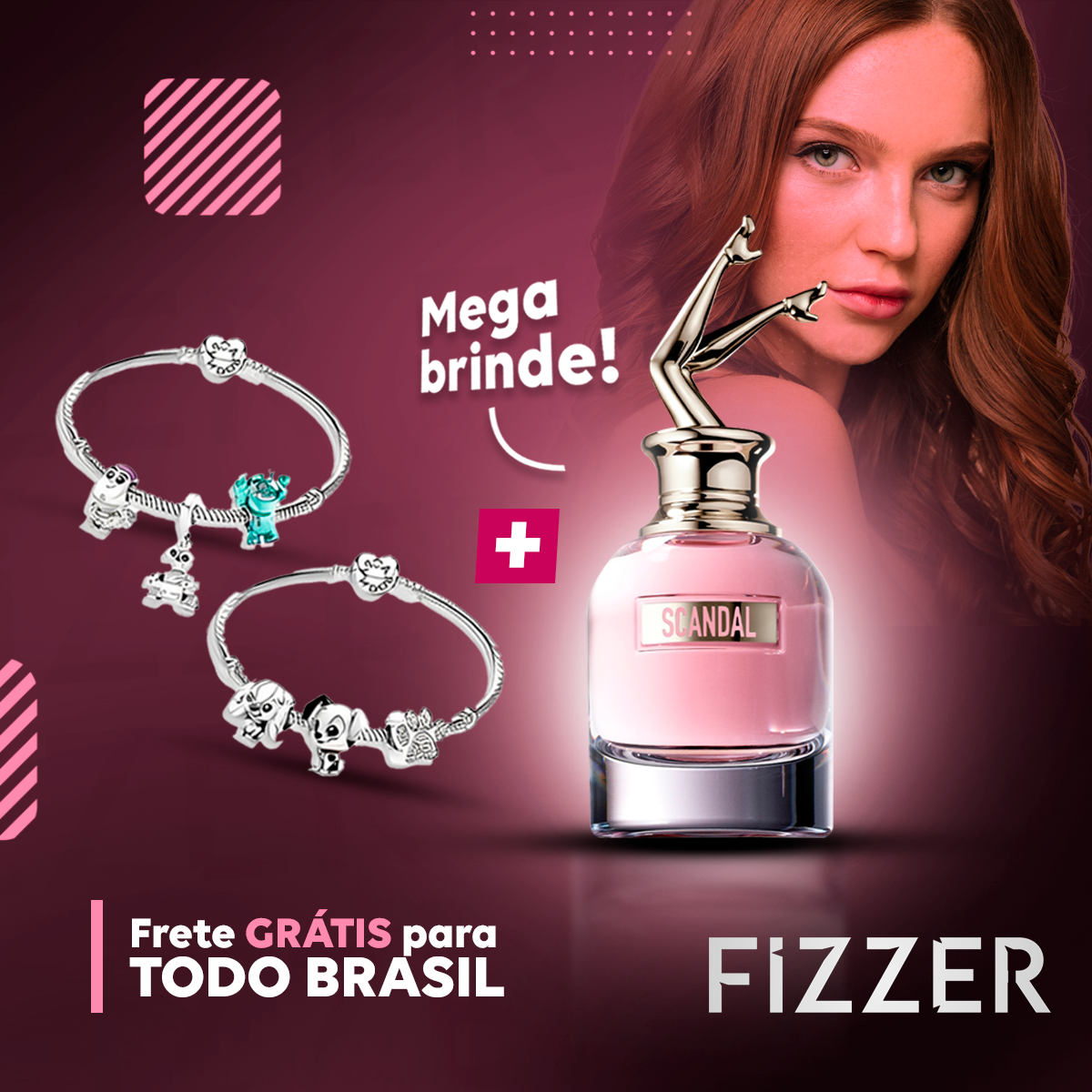 Compre 1 Pulseira Pand. Prata 925 com 3 Berloques e Ganhe +1 Pulseira Pand. com 3 berloques + Brinde Especial Perf. Scand. Feminino 30ml [QUEIMA DE ESTOQUE]