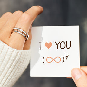 I Love You Double Layered Pavé Infinity Ring