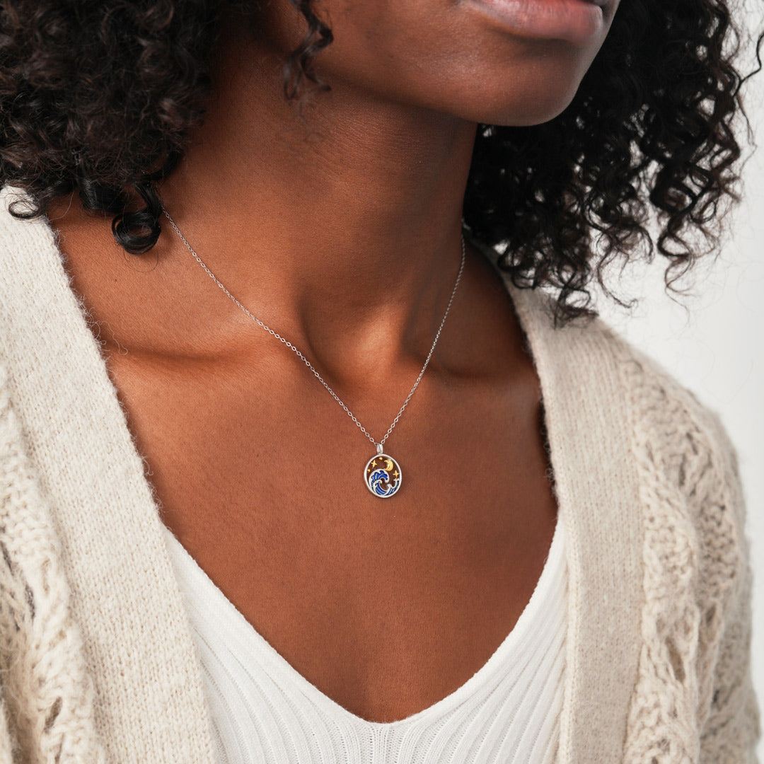 You And Me Mountain&Ocean Couple Necklace Set