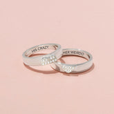 His Crazy/Her Weirdo Heart Couple Ring Set