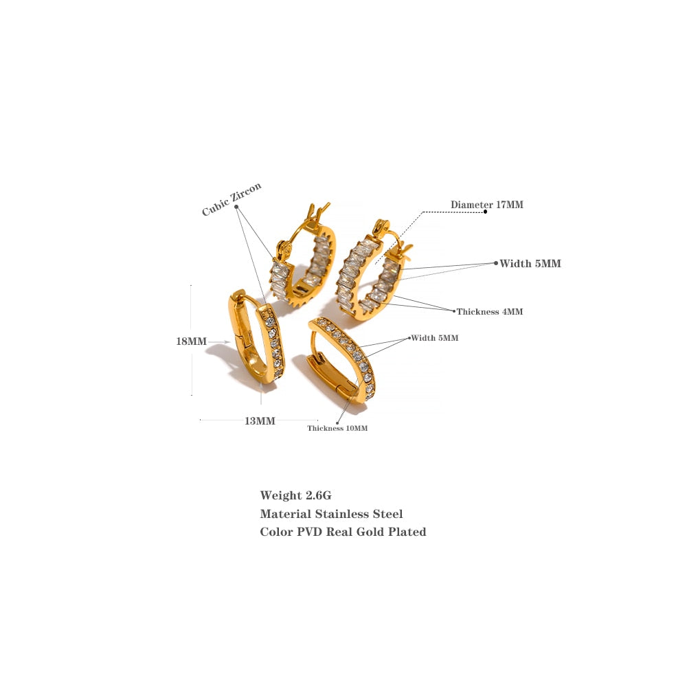 Brinco Argola com Zircônias Baguete Banhado a Ouro 18K | Coleção Firenze