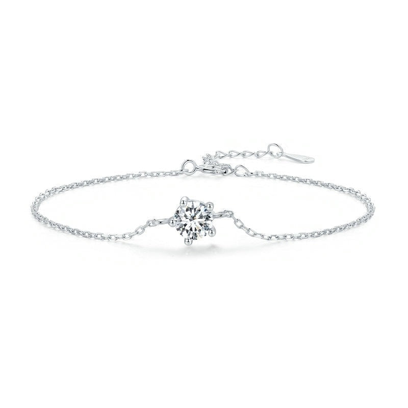 Pulseira com Moissanite Prata