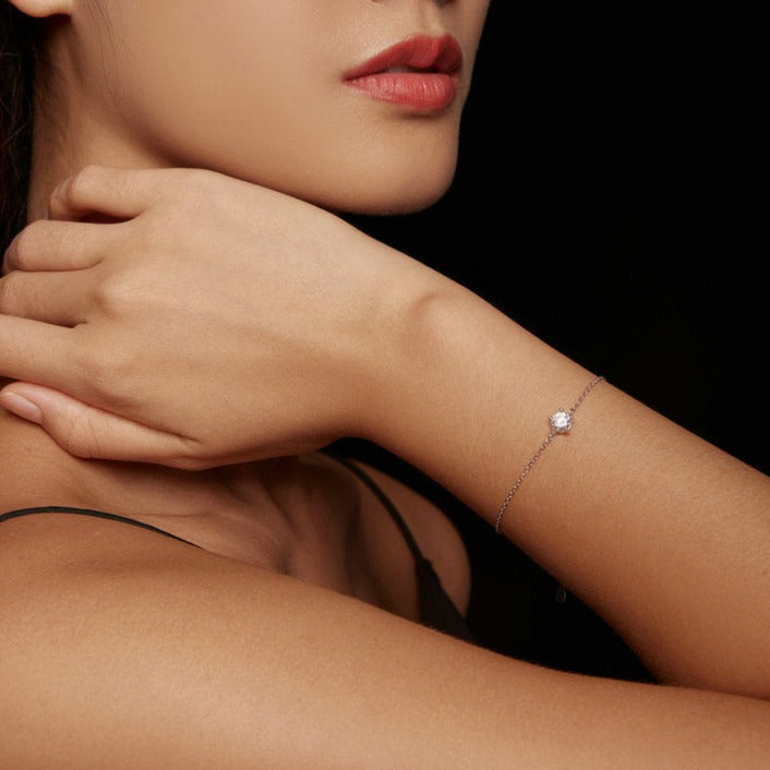 Pulseira com Moissanite Prata