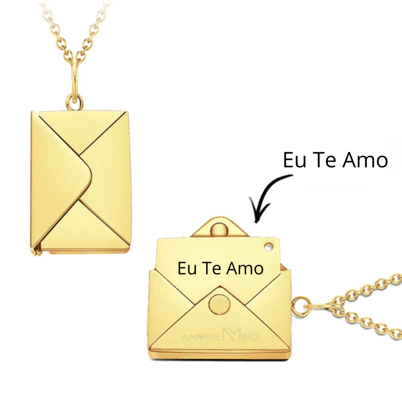 Colar Envelope Eu te amo + Caixa para Presente