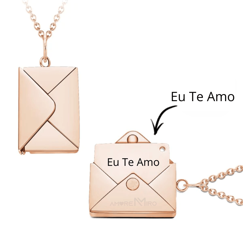 Colar Envelope Eu te amo + Caixa para Presente