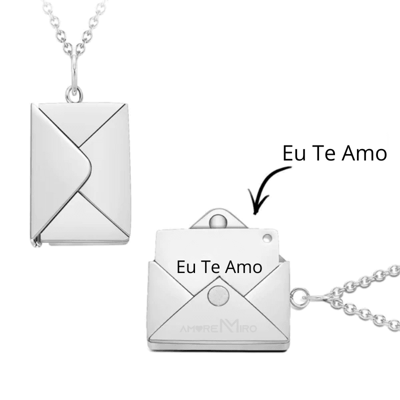 Colar Envelope Eu te amo + Caixa para Presente