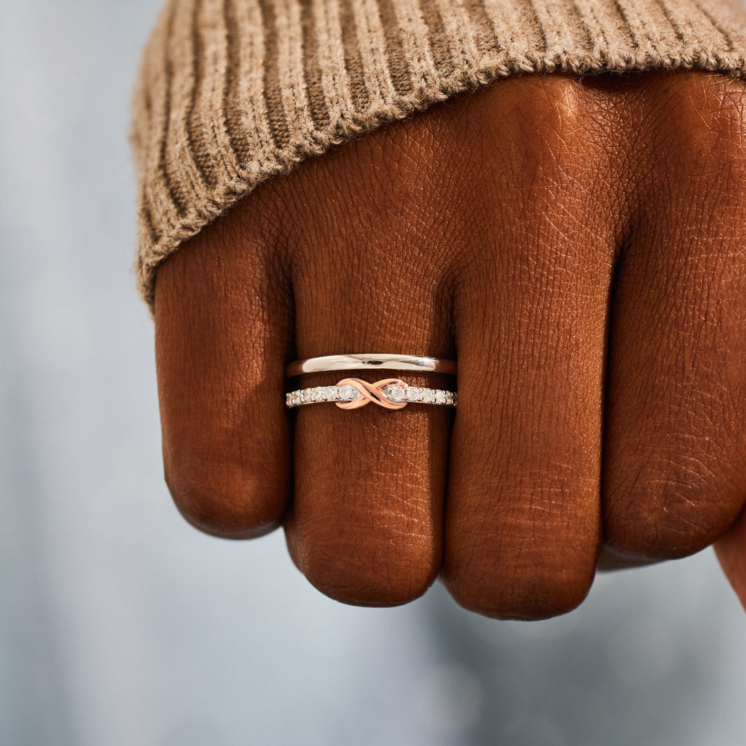 I Love You Double Layered Pavé Infinity Ring