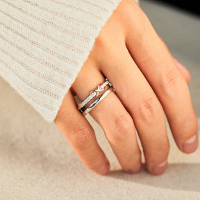 I Love You Double Layered Pavé Infinity Ring