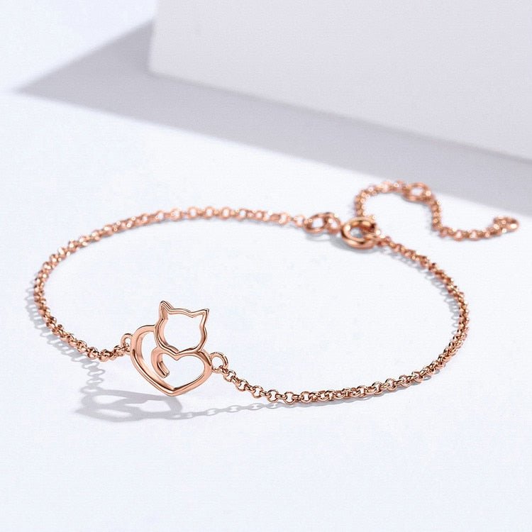 Pulseira Prata Coração de Gato