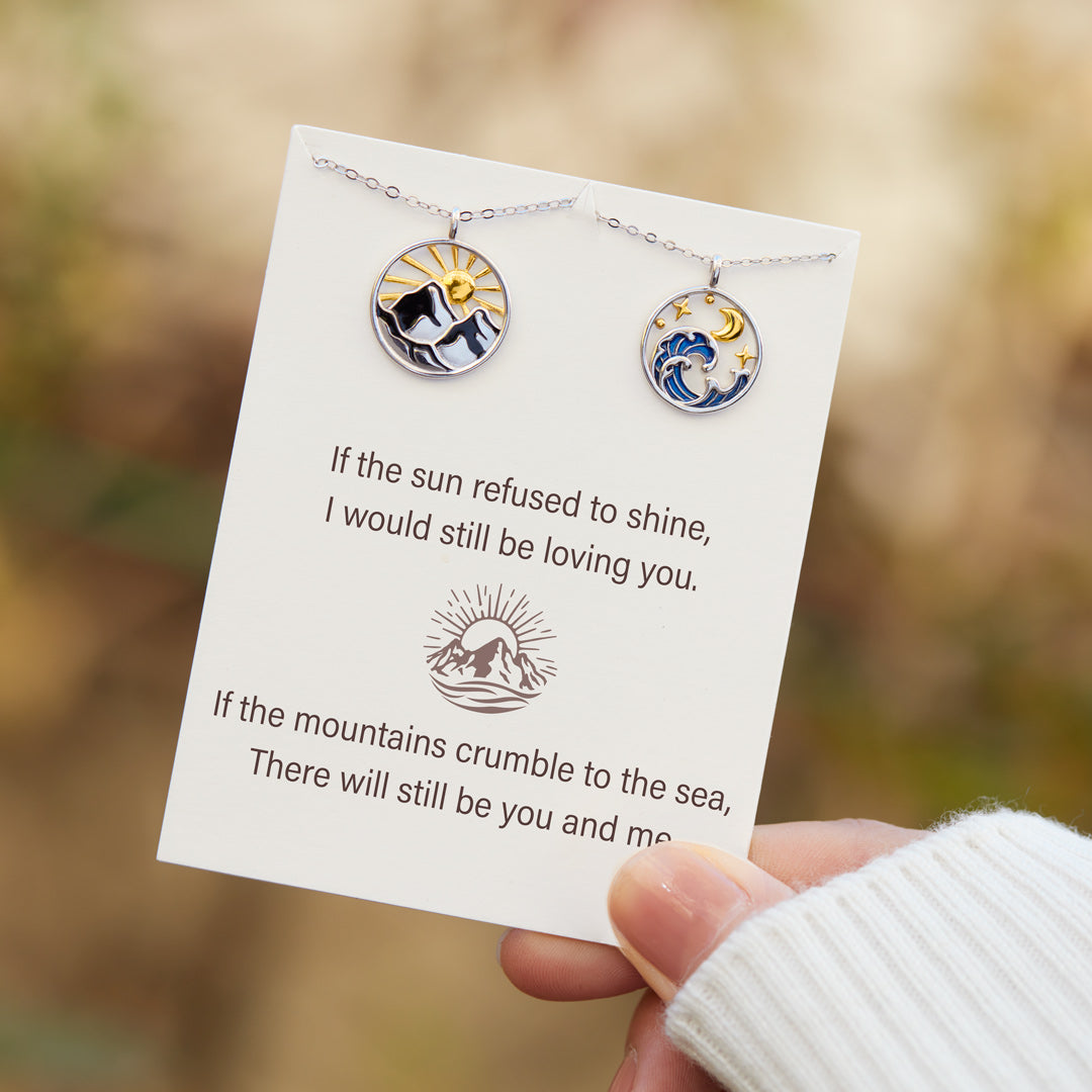 You And Me Mountain&Ocean Couple Necklace Set